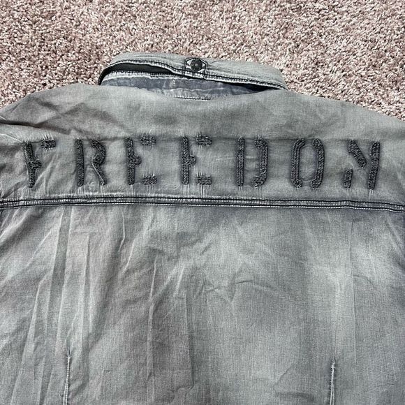 Affliction Black Premium Eagle Wing Button Stretch Shirt Mens Size XL Graphite - Picture 8 of 9